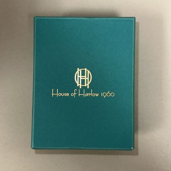 House of Harlow 1960 14KT GOLD PLATED BRASS BOW TIE DANGLING EARRINGS - Picture 3 of 7